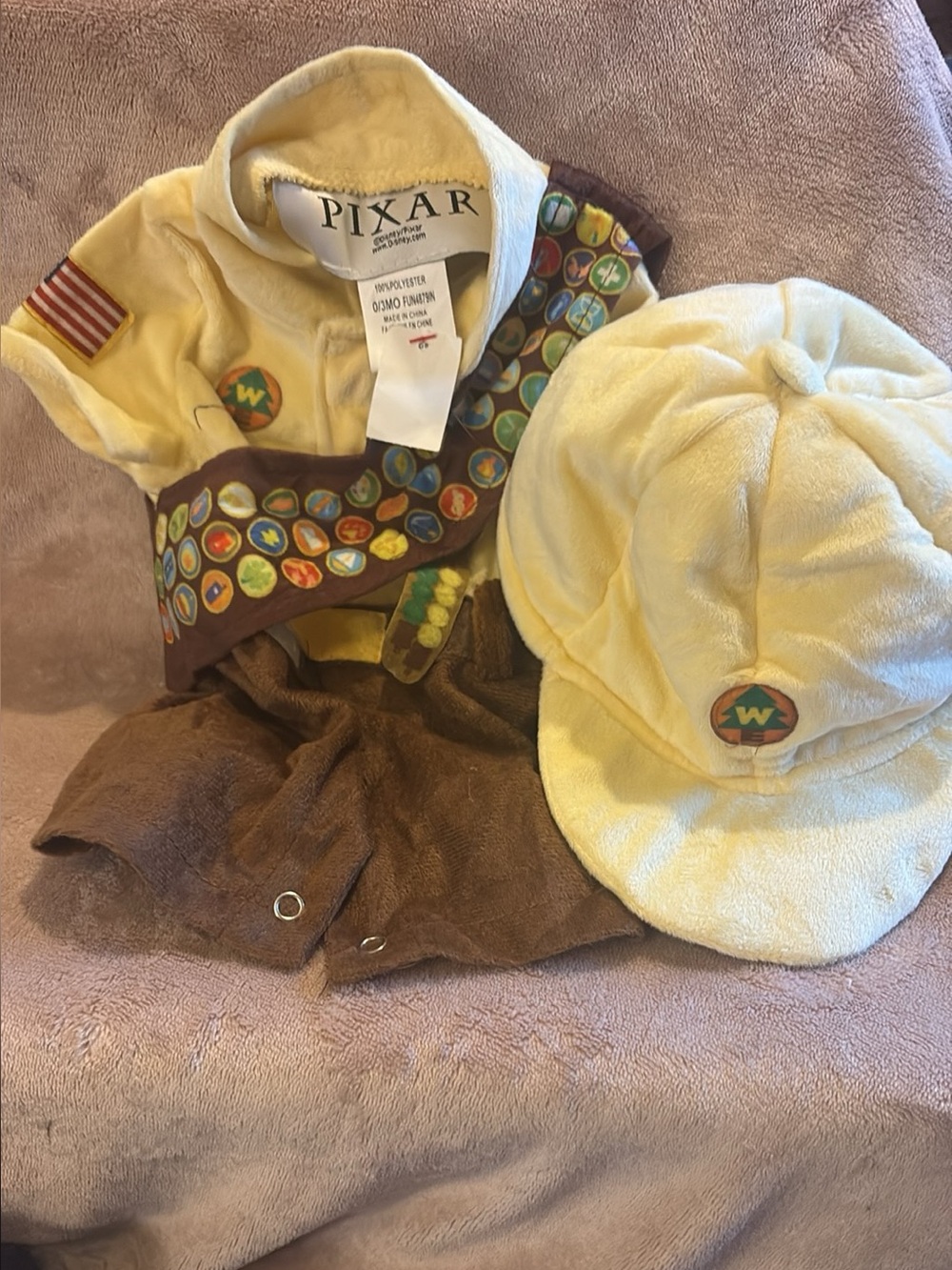 Disney Pixar UP Wilderness Explorer Baby Costume 0-3M Russell Outfit Hat Sash